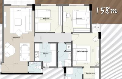 وحده سكنيه 158 متر مربع - كمبوند اليسيوم